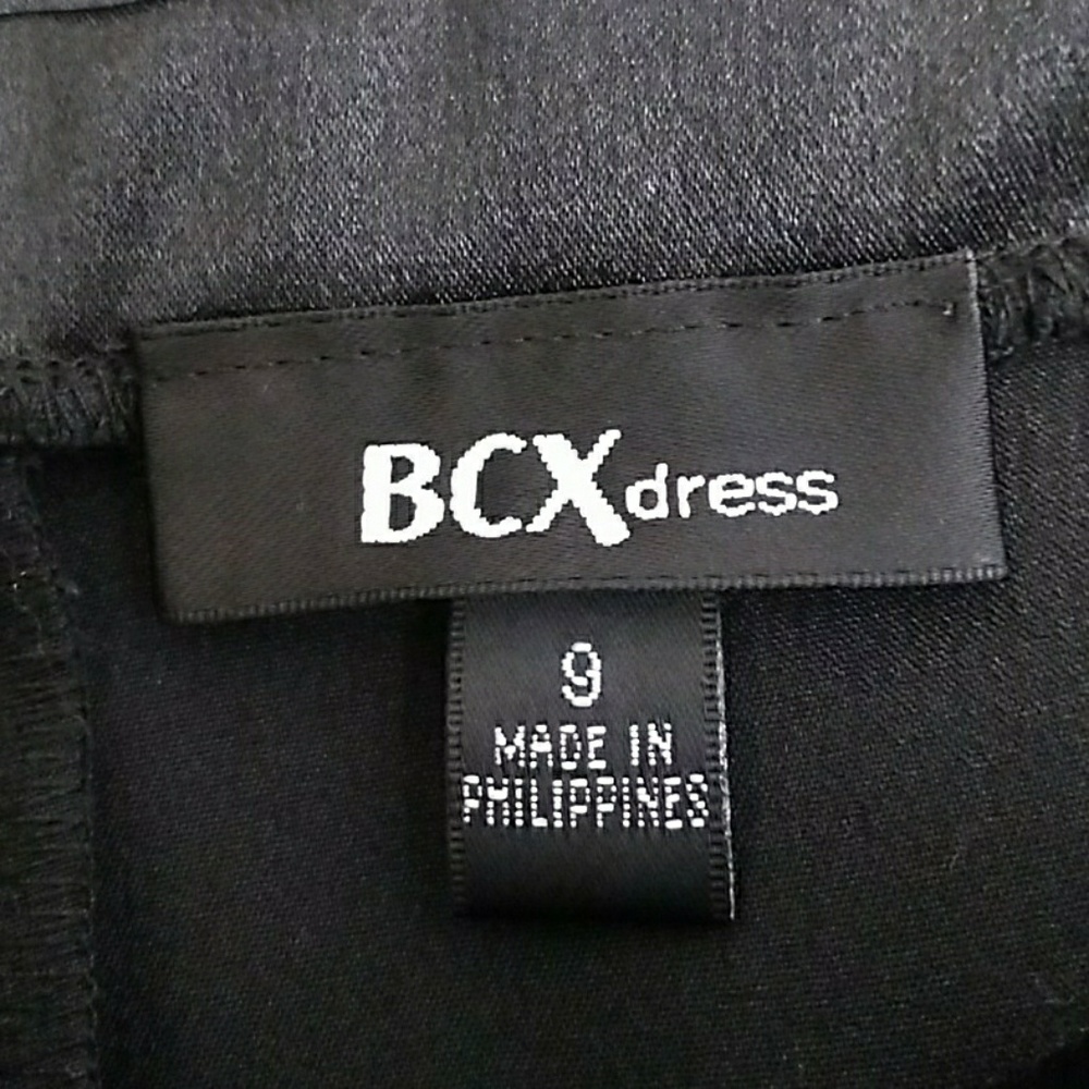 BCX Dress Black Pleated Cummerbund Sash Cocktail Satin Knee Length Size 9 Junior - Picture 6 of 9